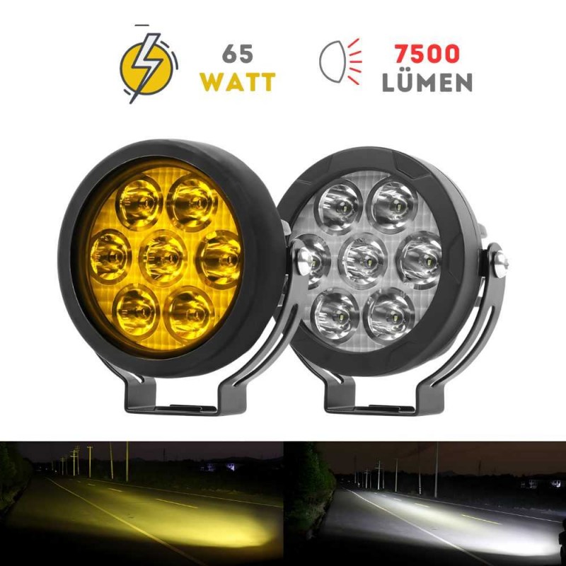 KN MASTER Knmaster Sunny7 65W Çift Renkli Motosiklet Led Sis Farı