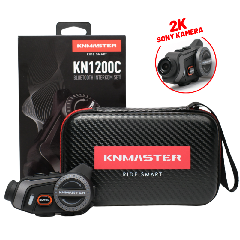 KNMASTER KN1200C Kameralı Motosiklet Bluetooth Intercom Kulaklık Seti